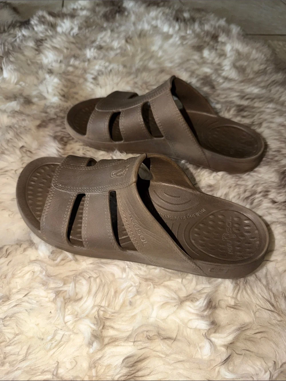 NUUSOL MEN'S STANLEY cushion RECOVERY SLIDE sandals brown 11 like crocs